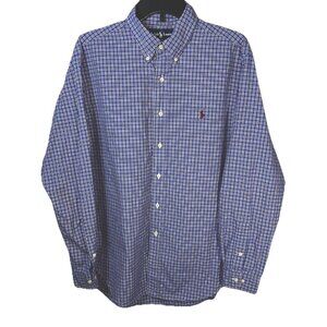 Ralph Lauren Classic Fit Long Sleeve Button Up Shirt Plaid Design Sz 16 1/2